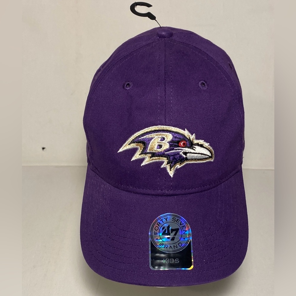Baltimore Ravens NFL Team Apparel Embroidered Logo Purple 47 Brand Kids Cap O/S